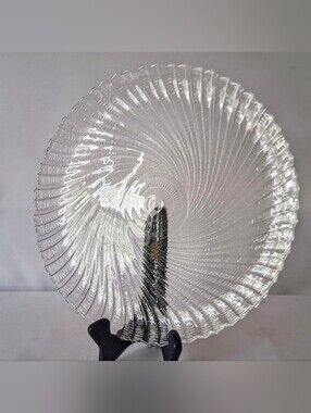 Vintage Arcoroc France "Seabreeze Swirl" Clear Glass Platter